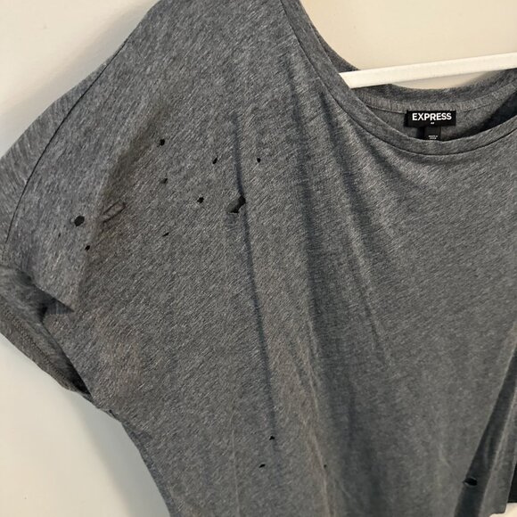 Express Grey Distressed Top - Picture 3 of 4